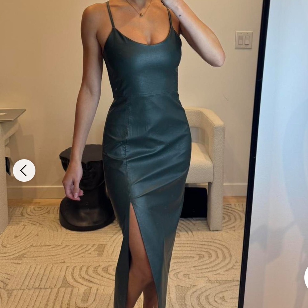 Viral dark green faux leather dress from Zara size small